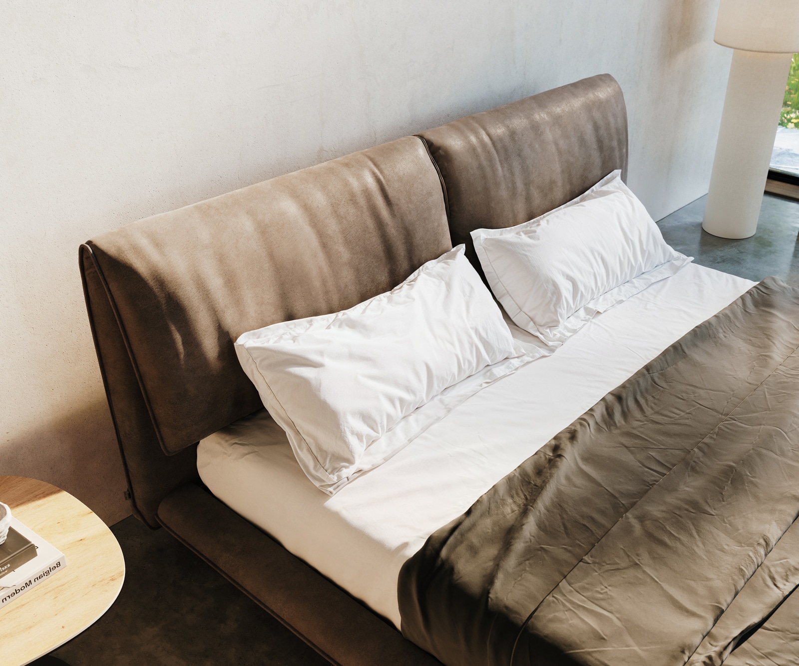 Sommier rembourré Cusino 180x200 cm microfibre taupe vintage 4 Sommier rembourré Cusino 180x200 cm microfibre taupe vintage 4