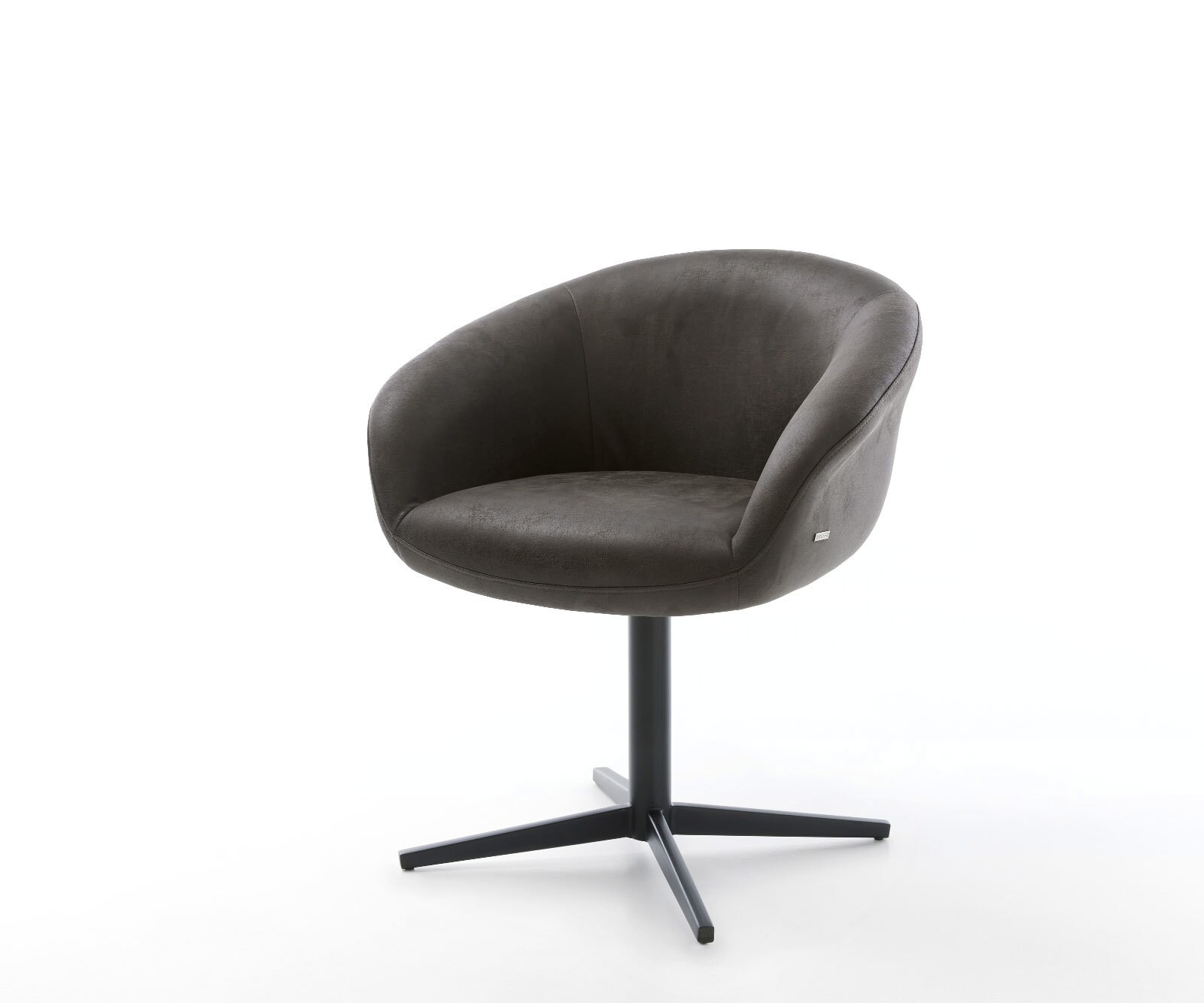 Chaise-pivotante Vinka-Flex avec accoudoirs microvelours anthracite vintage pied de chaise 4 branches noir pivotement sur 360° ressorts ensachés