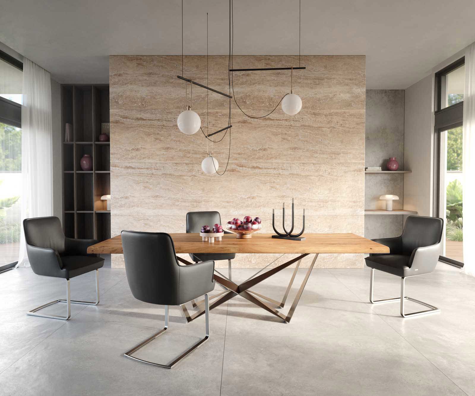 Cantilever Heira-Flex avec accoudoirs cuir de vache noir pied cantilever plat acier inoxydable brossé ressorts ensachés 4 Cantilever Heira-Flex avec accoudoirs cuir de vache noir pied cantilever plat acier inoxydable brossé ressorts ensachés 4