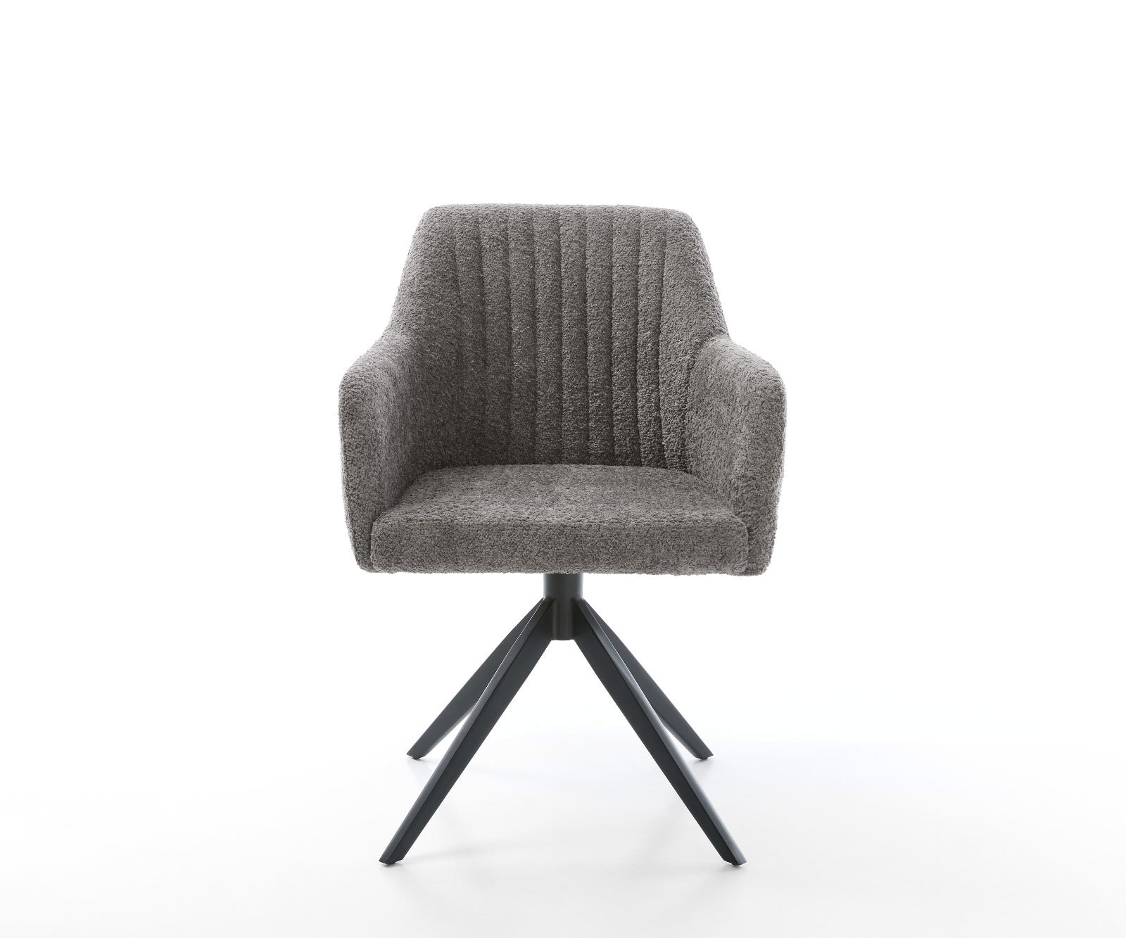 Chaise-de-salle-à-manger Greg-Flex bouclé gris pied croisé large noir ressorts ensachés 1 Chaise-de-salle-à-manger Greg-Flex bouclé gris pied croisé large noir ressorts ensachés 1