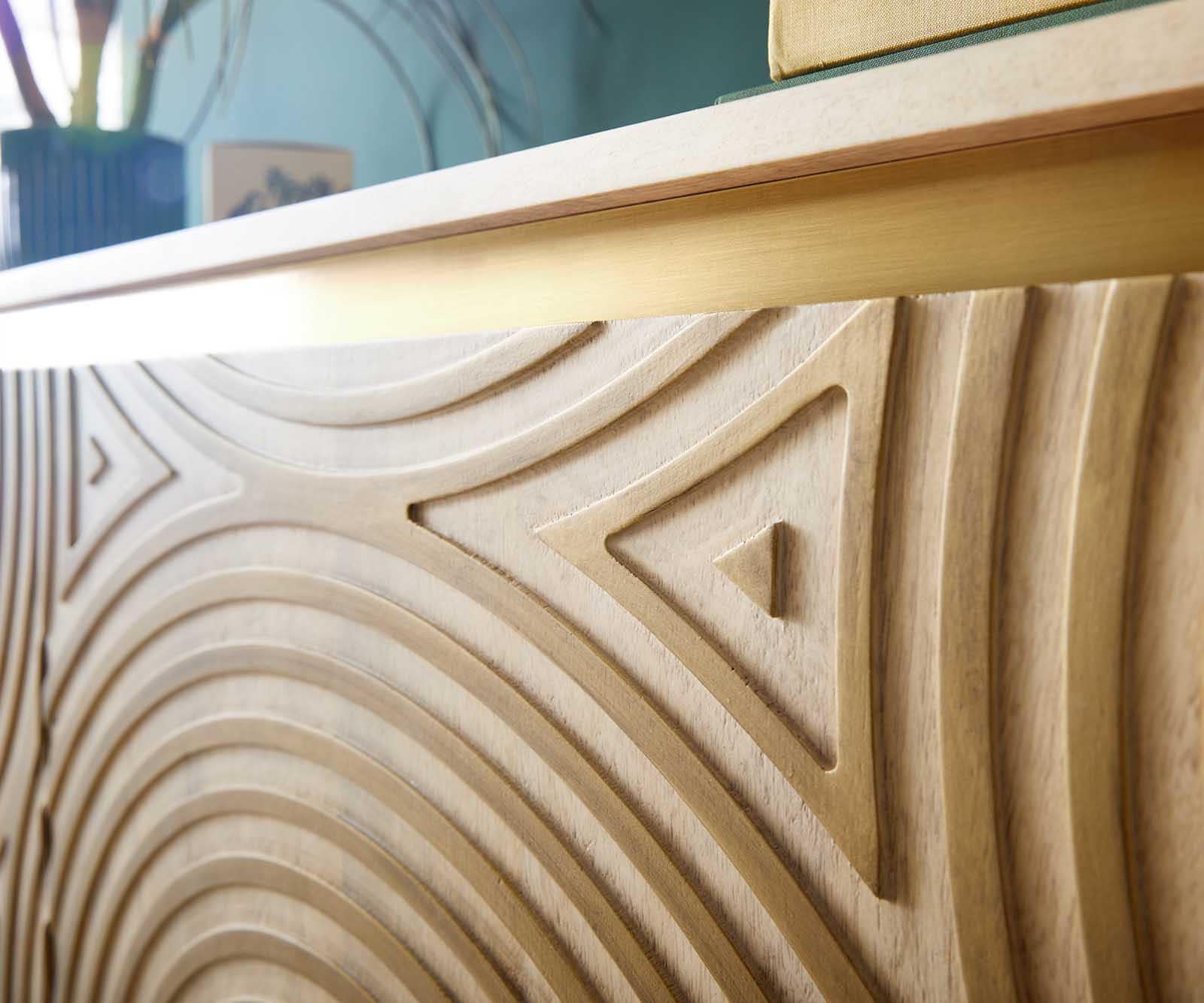 Buffet Budaya 150cm manguier Naturel 3 portes pieds coniques 6