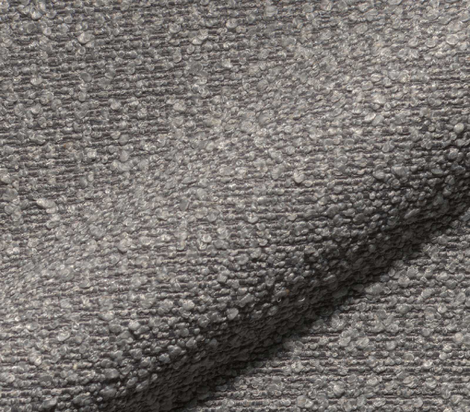 Chaise-de-salle-à-manger Nube-Flex bouclé gris argenté pied trapèze acier inoxydable brossé ressorts ensachés 3