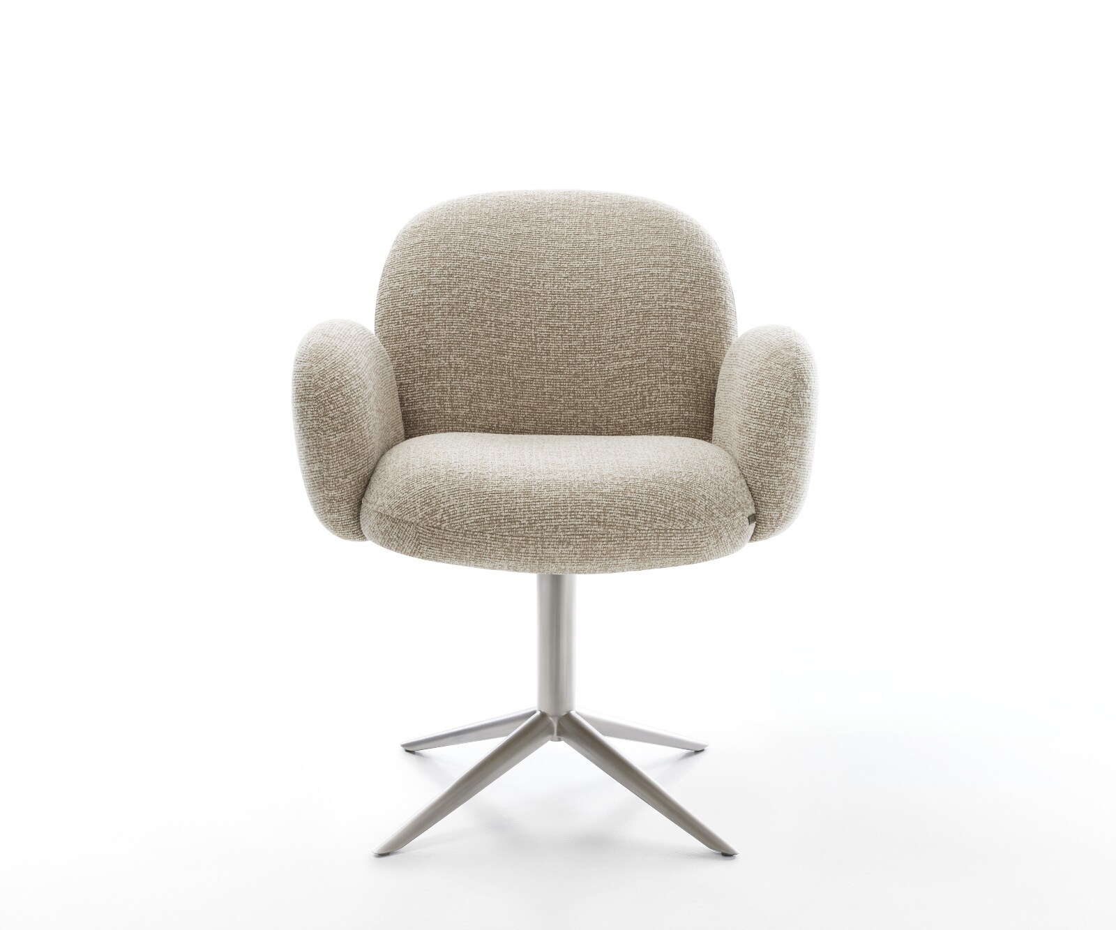 Chaise-pivotante Nube-Flex avec accoudoirs tissu tissé doux beige pied de chaise 4 branches acier inoxydable pivotement sur 360° fonction bascule resorts ensachés 2