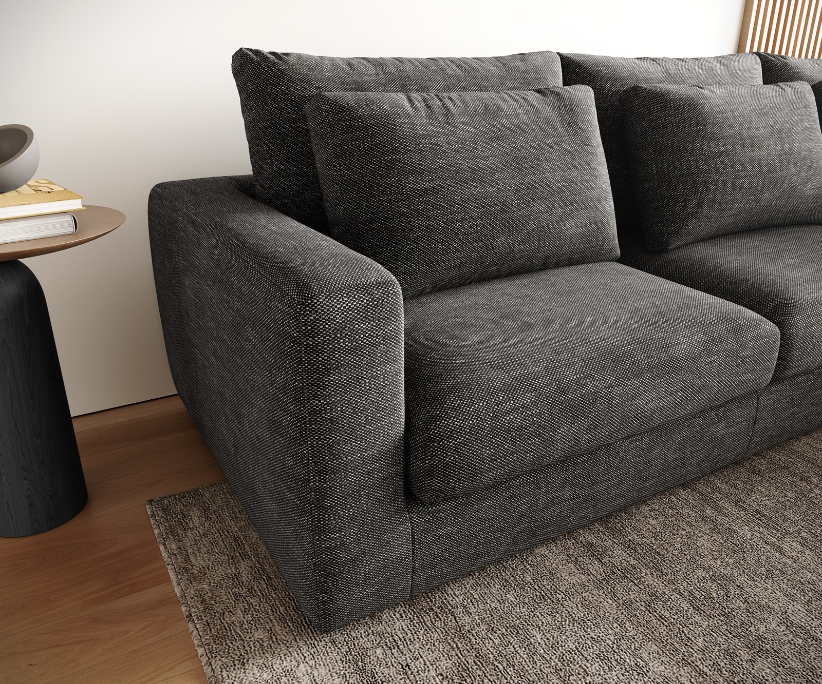 Canapé d'angle Isla 330x225 cm Chenille Anthracite méridiènne droite 5