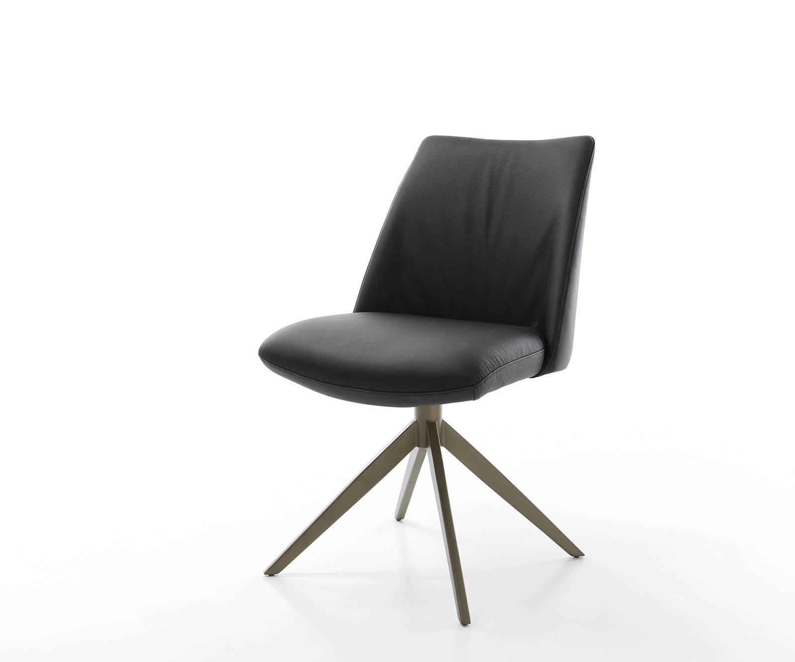 Chaise-pivotante Elso-Flex cuir de vache noir pied croisé large aspect titane pivotement sur 360° ressorts ensachés