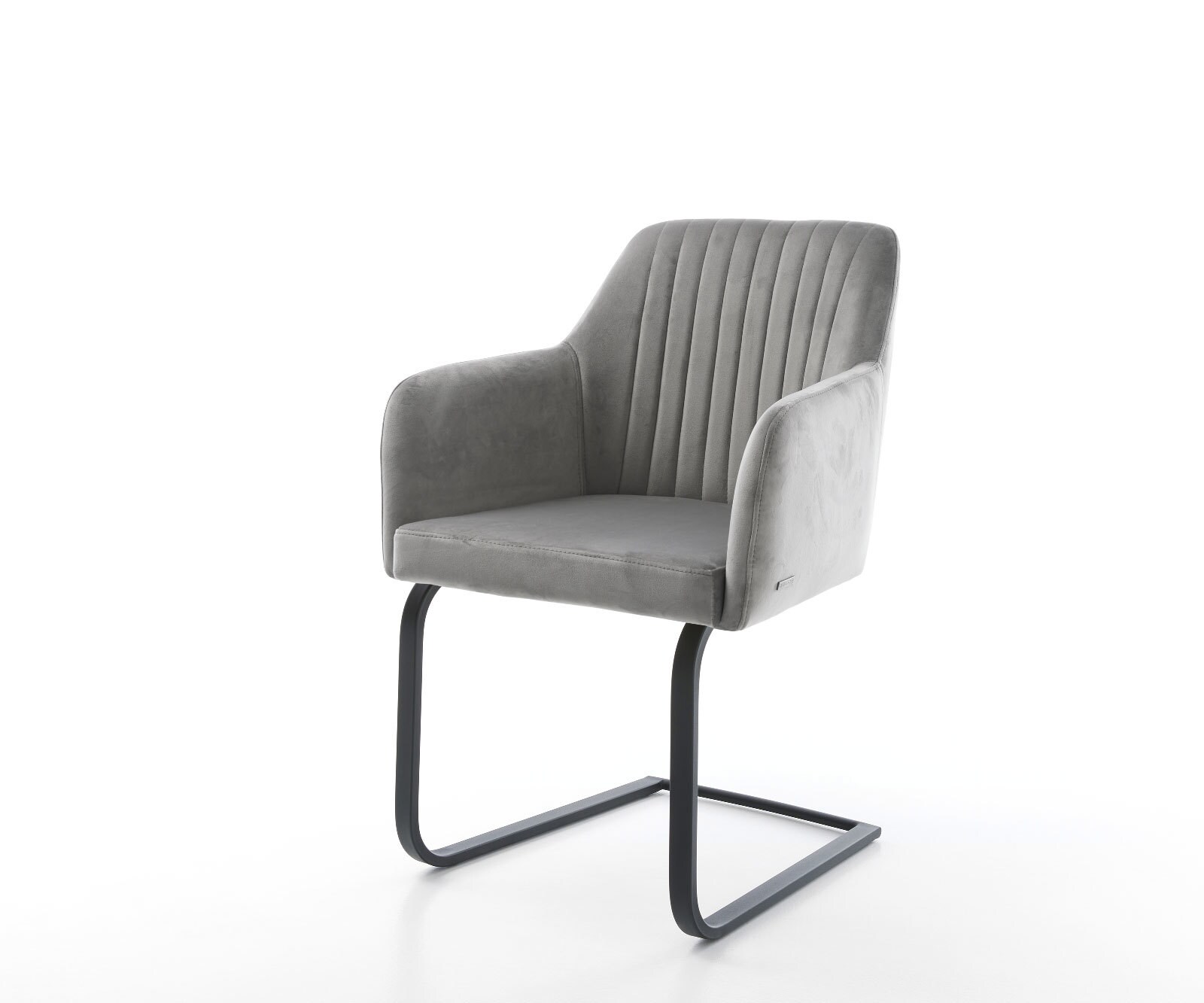 Cantilever Greg-Flex velours gris pied cantilever plat noir ressorts ensachés