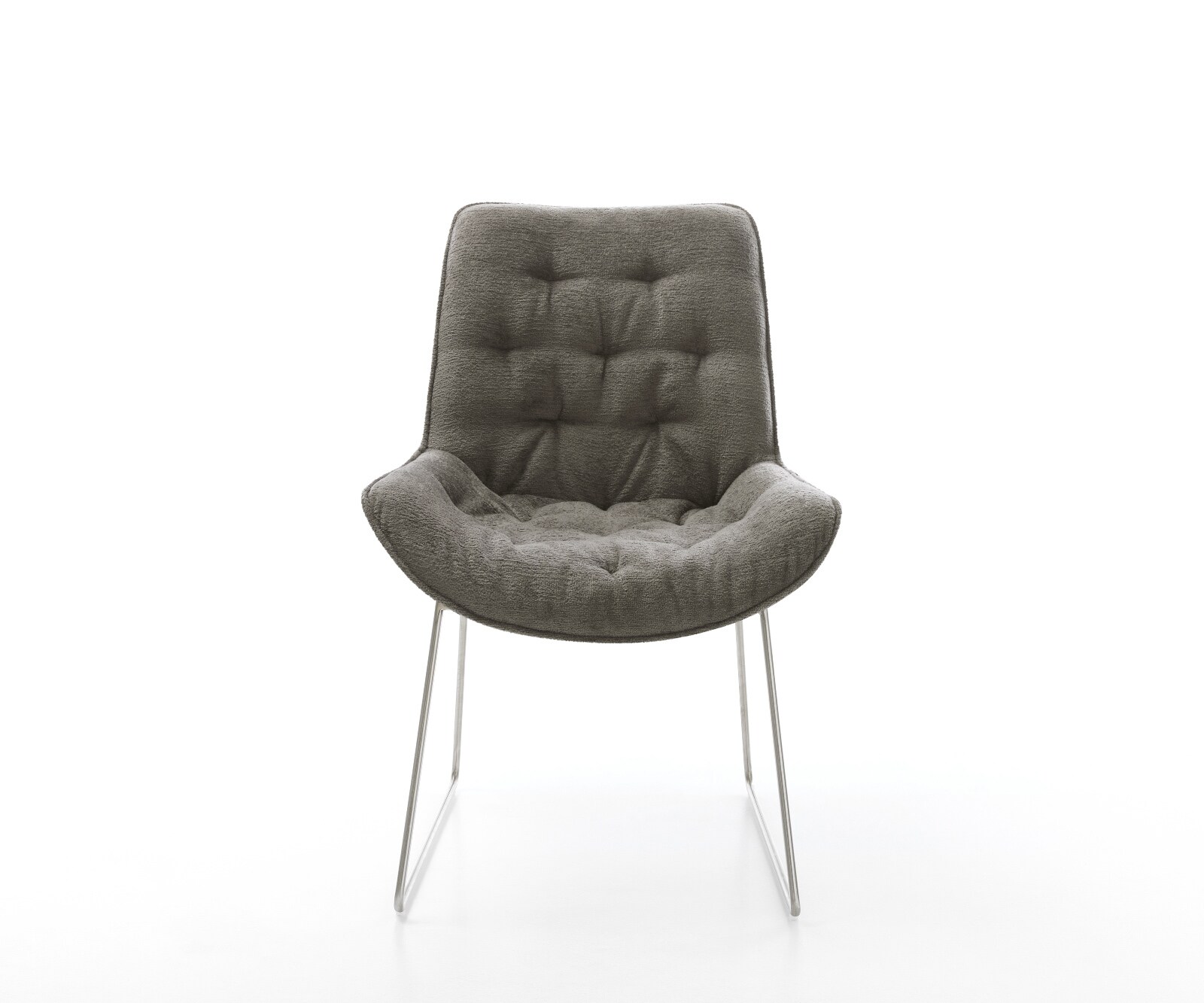 Chaise-de-salle-à-manger Taimi-Flex bouclé doux couleur boue pied trapèze acier inoxydable 2