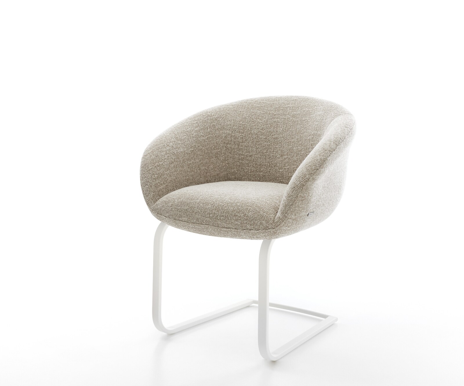 Cantilever Vinka-Flex avec accoudoirs tissu tissé doux beige pied cantilever plat blanc resorts ensachés 1