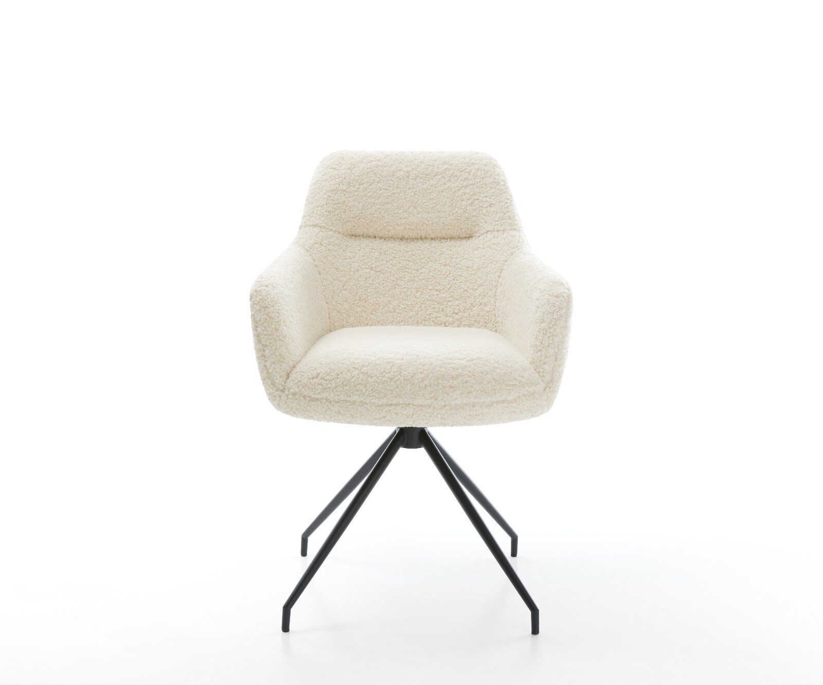 Chaise-de-salle-à-manger Pejo-Flex tissu teddy beige pied croisé conique noir resorts ensachés 2