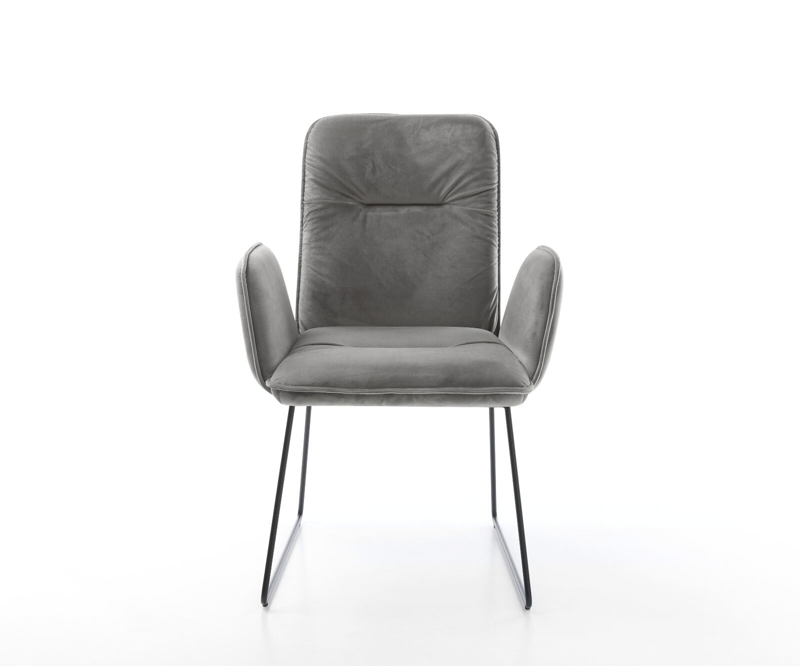 Chaise-de-salle-à-manger Vinja-Flex velours gris pied trapèze noir 1 Chaise-de-salle-à-manger Vinja-Flex velours gris pied trapèze noir 1
