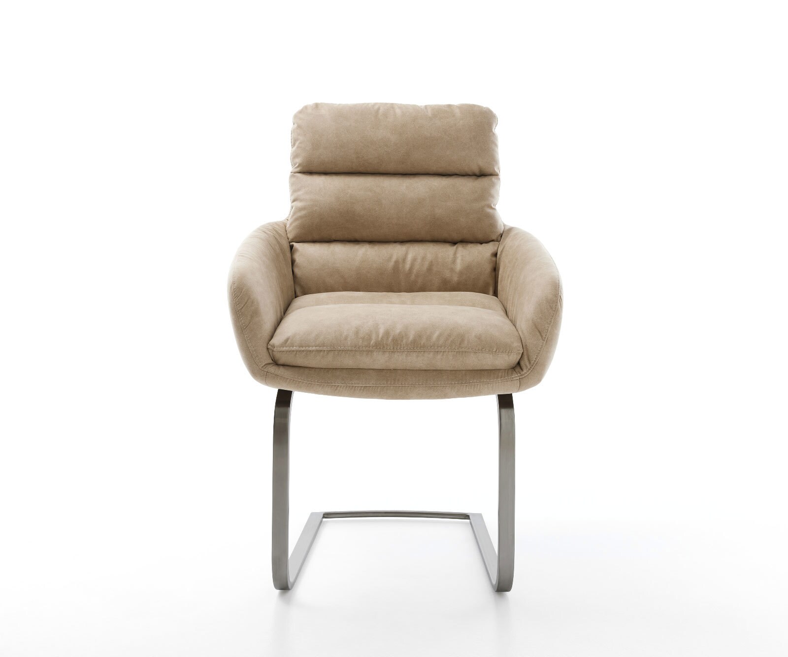 Cantilever Abelia-Flex avec accoudoirs microvelours beige vintage pied cantilever plat grafiete 2