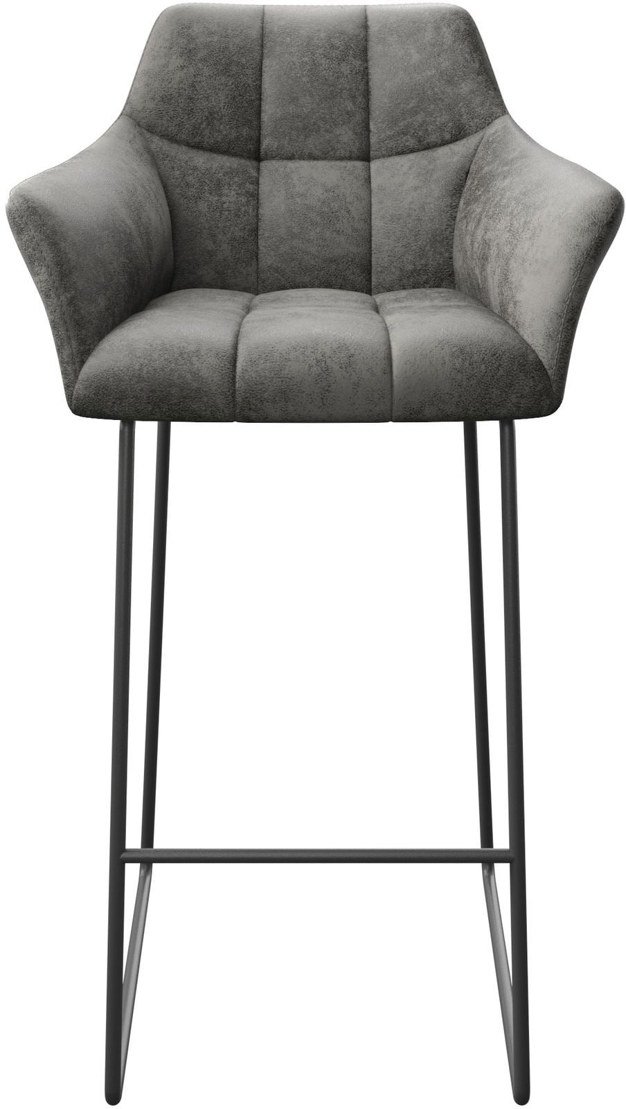 Chaise-de-bar Yulo-Flex vintage gris cadre patin métal 3 Chaise-de-bar Yulo-Flex vintage gris cadre patin métal 3