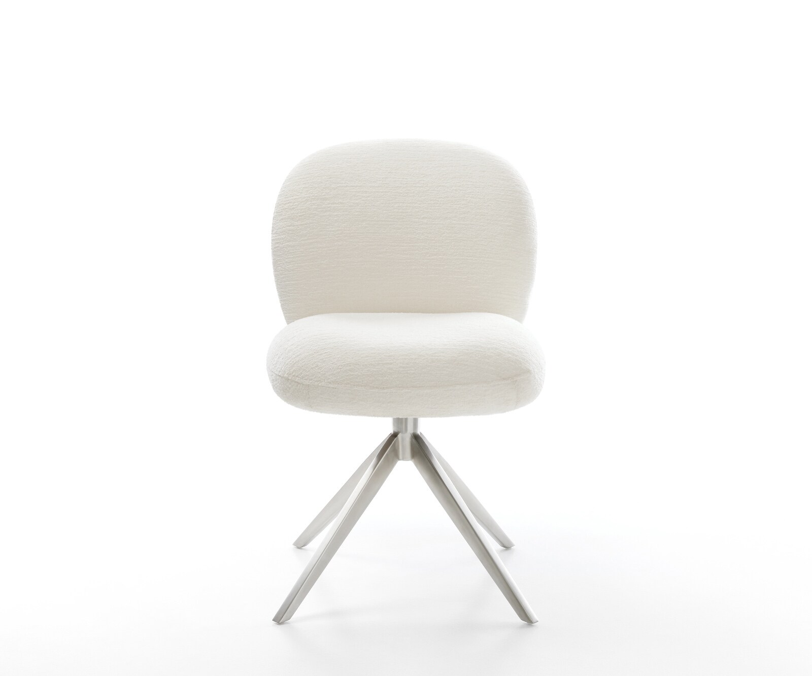 Chaise-pivotante Nube-Flex bouclé doux beige pied croisé large acier inoxydable pivotement sur 360° fonction bascule resorts ensachés 2
