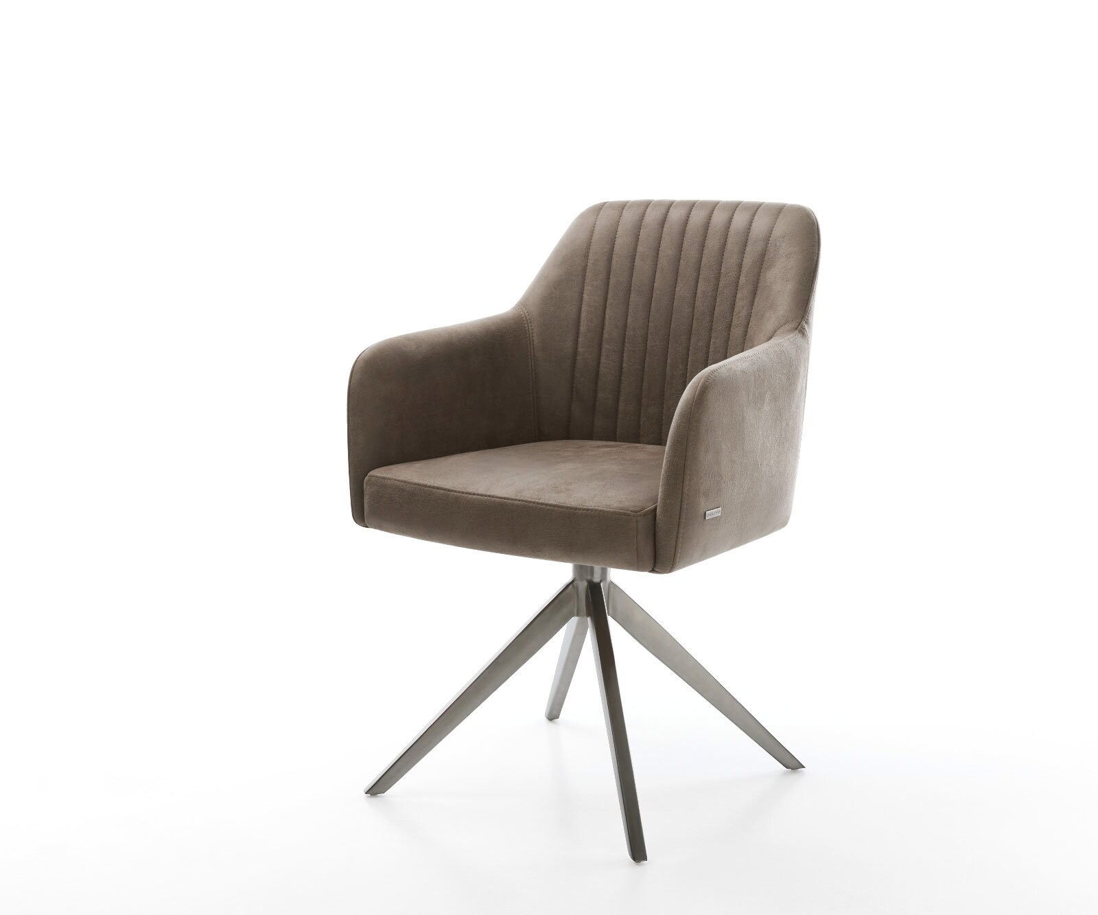 Chaise-pivotante Greg-Flex microvelours taupe vintage pied croisé large grafiete pivotement sur 360° fonction bascule ressorts ensachés