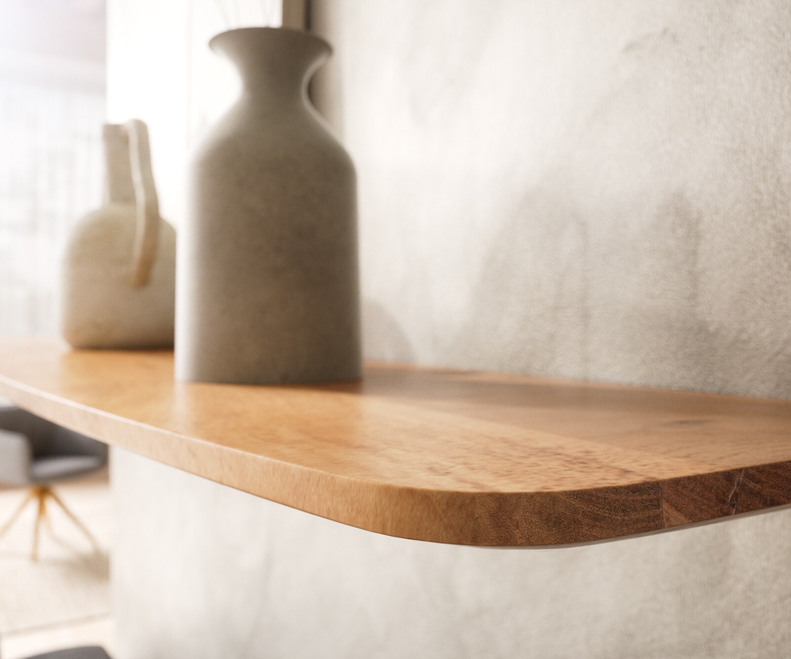 Étagère murale Edge 145 cm acacia naturel bord suisse massif 4