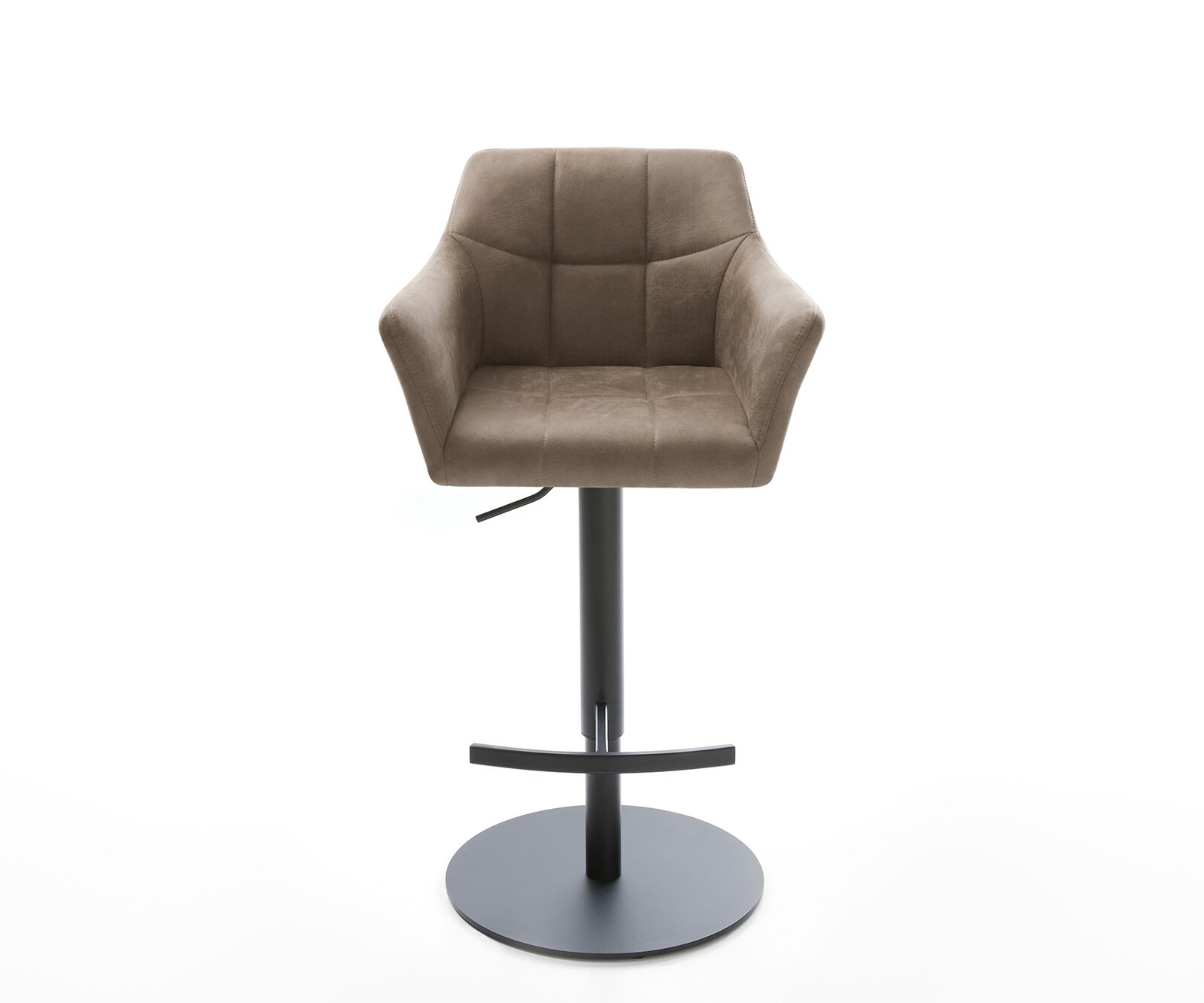 Chaise-de-bar Yulo-Flex vintage taupe base tournante réglable en haut métal 1