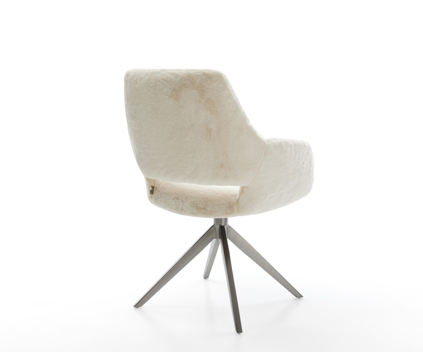 Chaise-pivotante Yago-Flex avec accoudoirs peluche crème-blanc pied croisé large grafiete pivotement sur 360° fonction bascule resorts ensachés 5