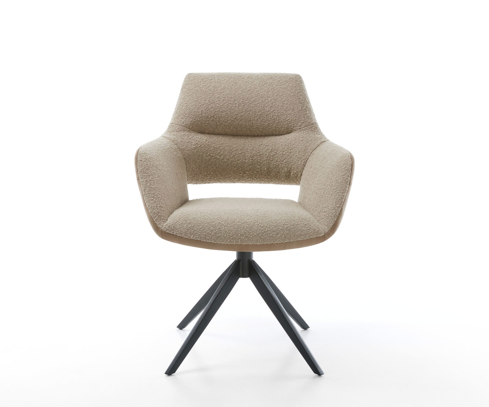 Chaise-pivotante Yago-Flex avec accoudoirs tissu mixte couleur boue pied croisé large noir pivotement sur 360° fonction bascule ressorts ensachés 1 Chaise-pivotante Yago-Flex avec accoudoirs tissu mixte couleur boue pied croisé large noir pivotement sur 360° fonction bascule ressorts ensachés 1