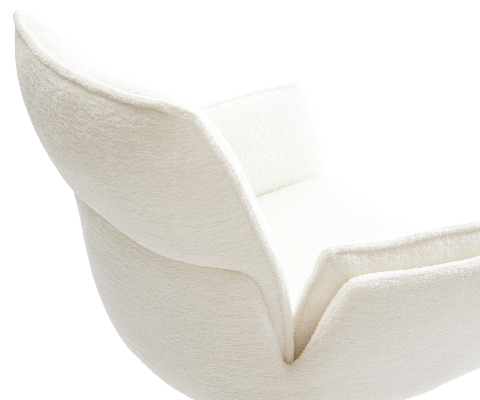 Chaise-de-salle-à-manger Nela-Flex bouclé doux beige pied croisé conique acier inoxydable 3