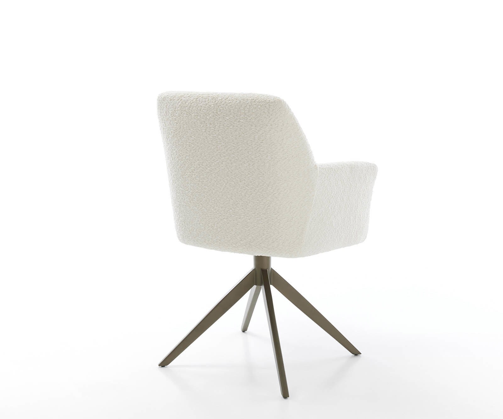 Chaise-pivotante Xana-Flex avec accoudoirs bouclé blanc pied croisé large aspect titane pivotement sur 360° ressorts ensachés 4 Chaise-pivotante Xana-Flex avec accoudoirs bouclé blanc pied croisé large aspect titane pivotement sur 360° ressorts ensachés 4