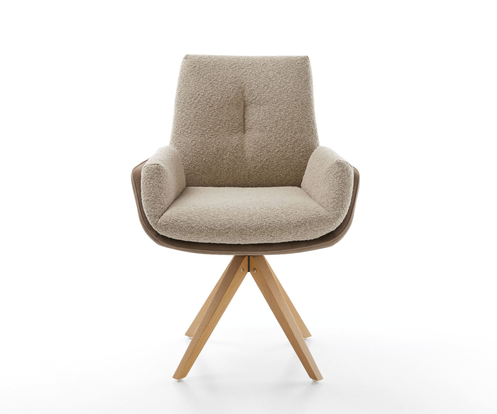 Chaise-pivotante Clea-Flex tissu mixte couleur boue pied en bois angulaire naturel pivotement sur 180° 1 Chaise-pivotante Clea-Flex tissu mixte couleur boue pied en bois angulaire naturel pivotement sur 180° 1