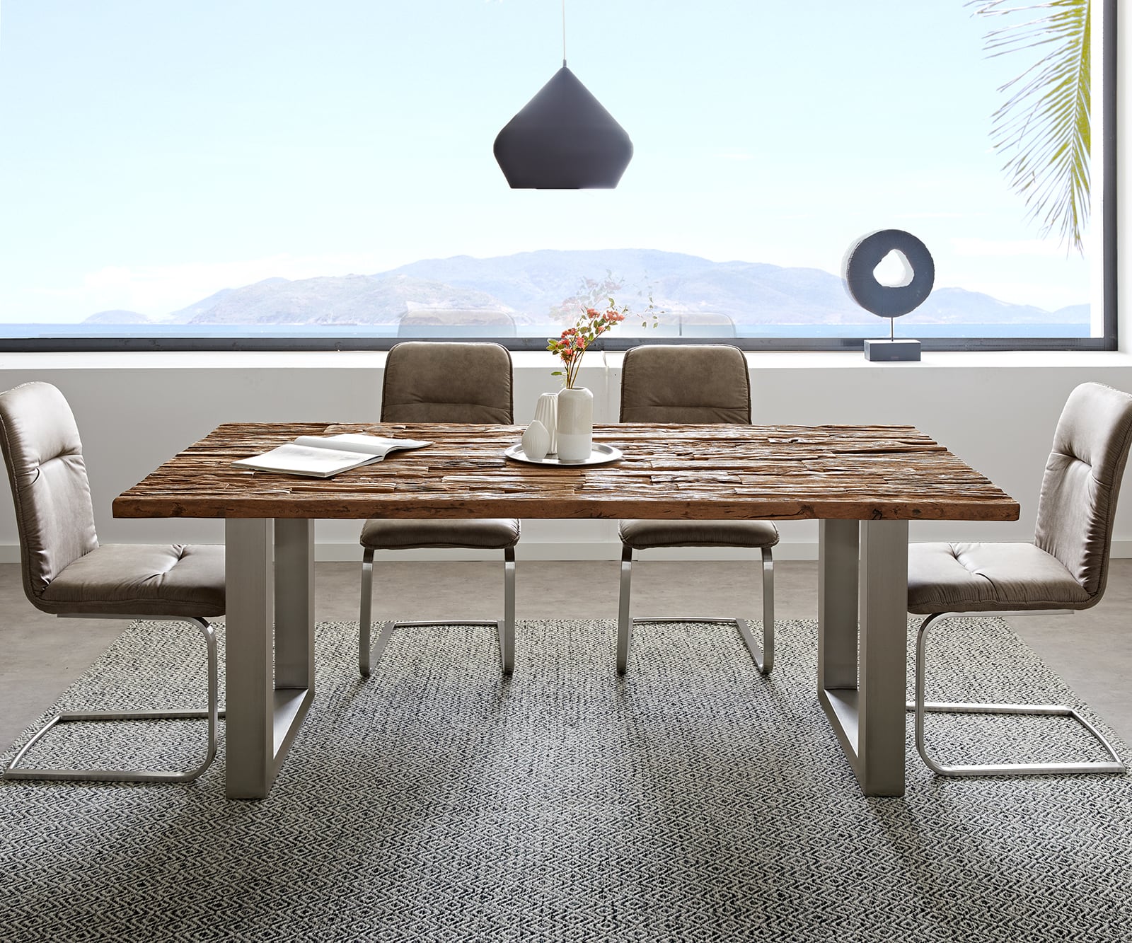 Table-à-manger Reclaimed 200x100 cm aspect vintage inoxydable large 1 Table-à-manger Reclaimed 200x100 cm aspect vintage inoxydable large 1