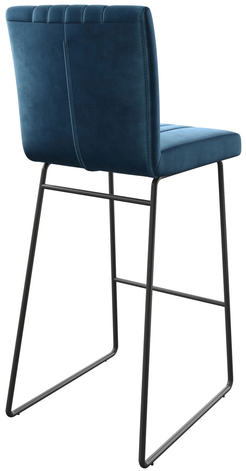 Chaise-de-bar Luiga-Flex velours bleu cadre de patins métal 4 Chaise-de-bar Luiga-Flex velours bleu cadre de patins métal 4