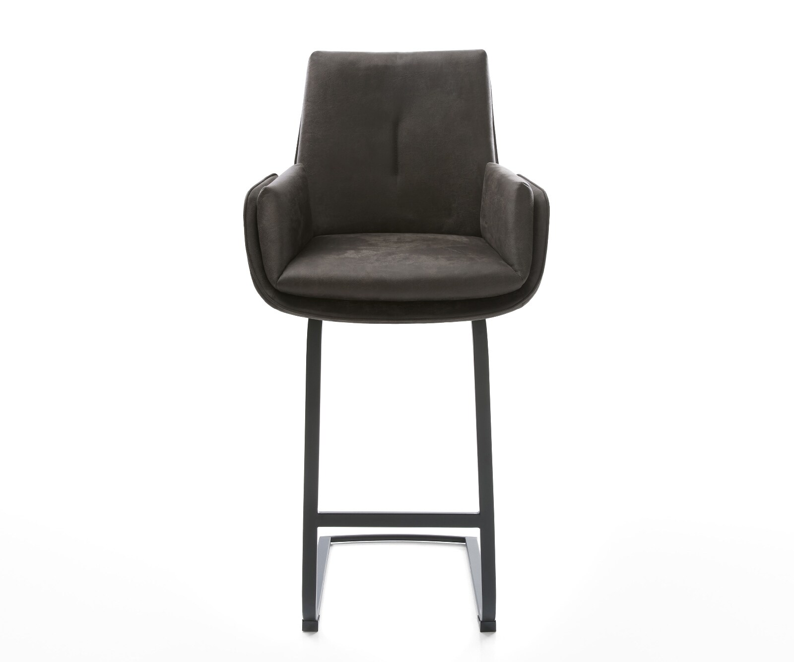 Chaise-de-bar Clea-Flex Microfibre Anthracite vintage Pied cantilever plat noir Noir 2