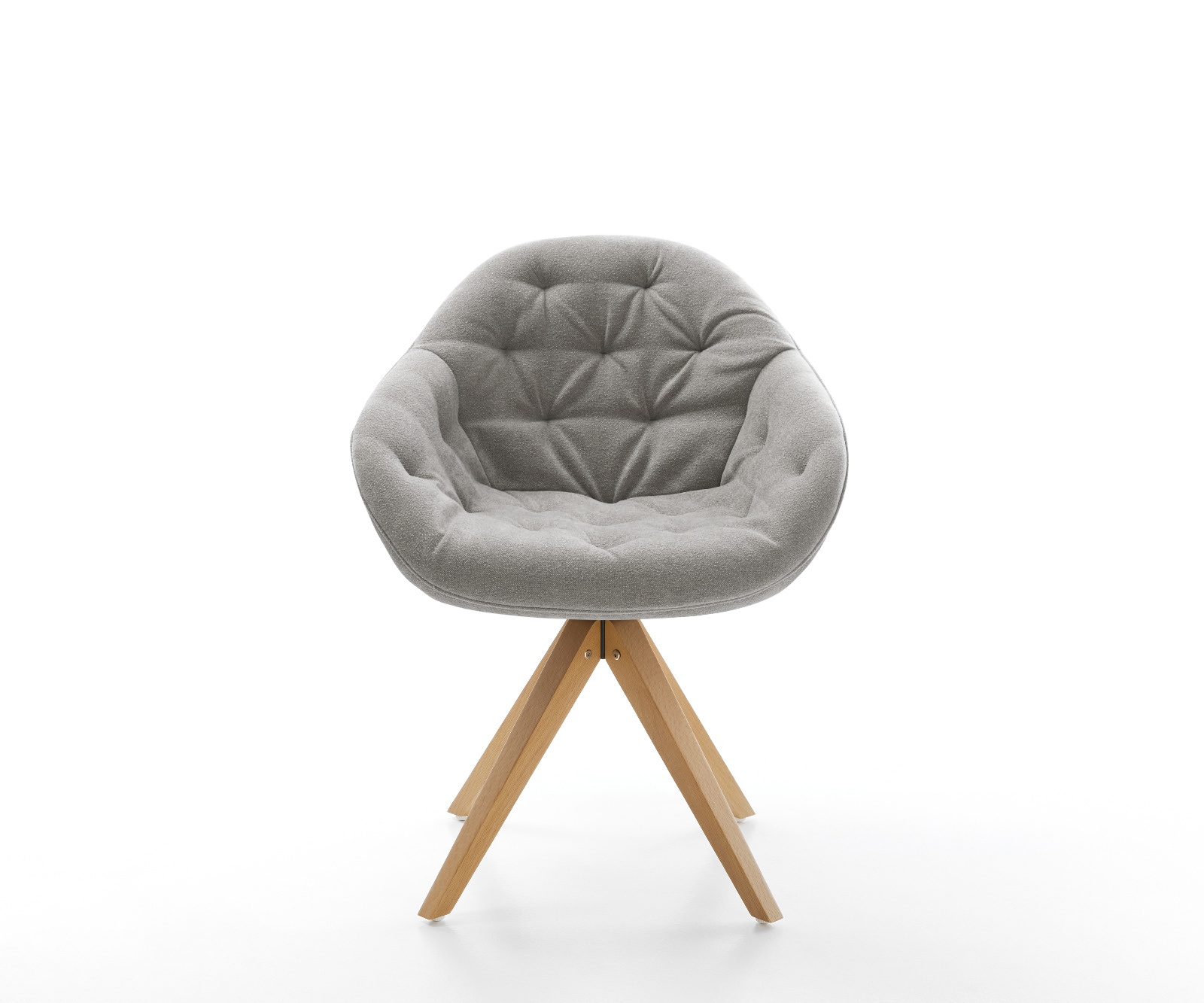 Chaise-pivotante Gaio-Flex tissu structuré doux gris pied en bois angulaire naturel pivotement sur 180° 2
