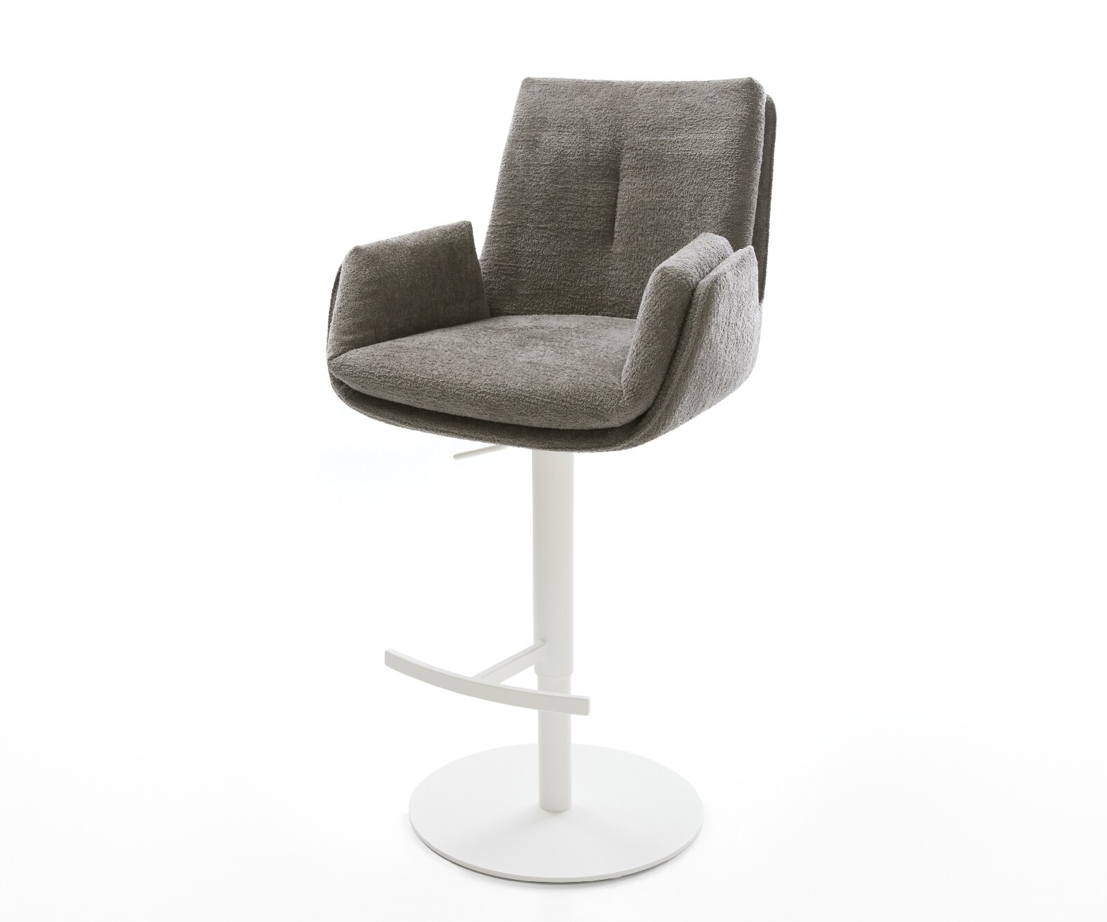 Chaise-de-bar Clea-Flex Bouclé doux Boue Pied pivotant réglable en hauteur blanc Blanc