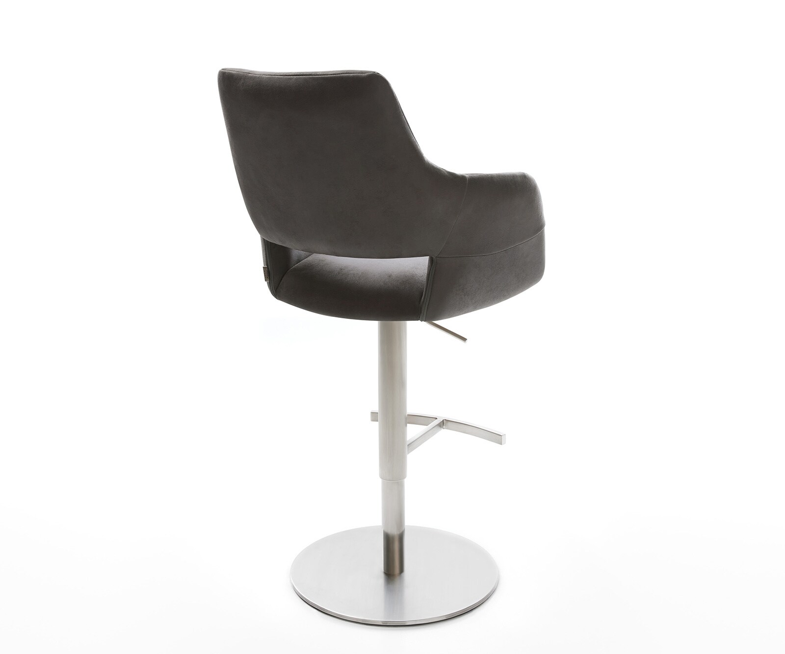 Chaise-de-bar Yago-Flex microfibre anthracite vintage pied pivotant réglable en hauteur acier inoxydable pivotant ressorts ensachés 4