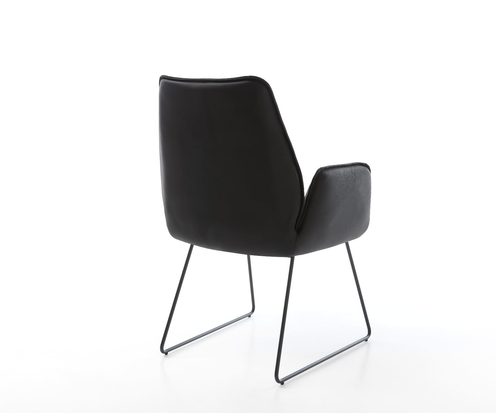 Chaise-de-salle-à-manger Zoa-Flex cuir de vache noir pied trapèze noir ressorts ensachés 4
