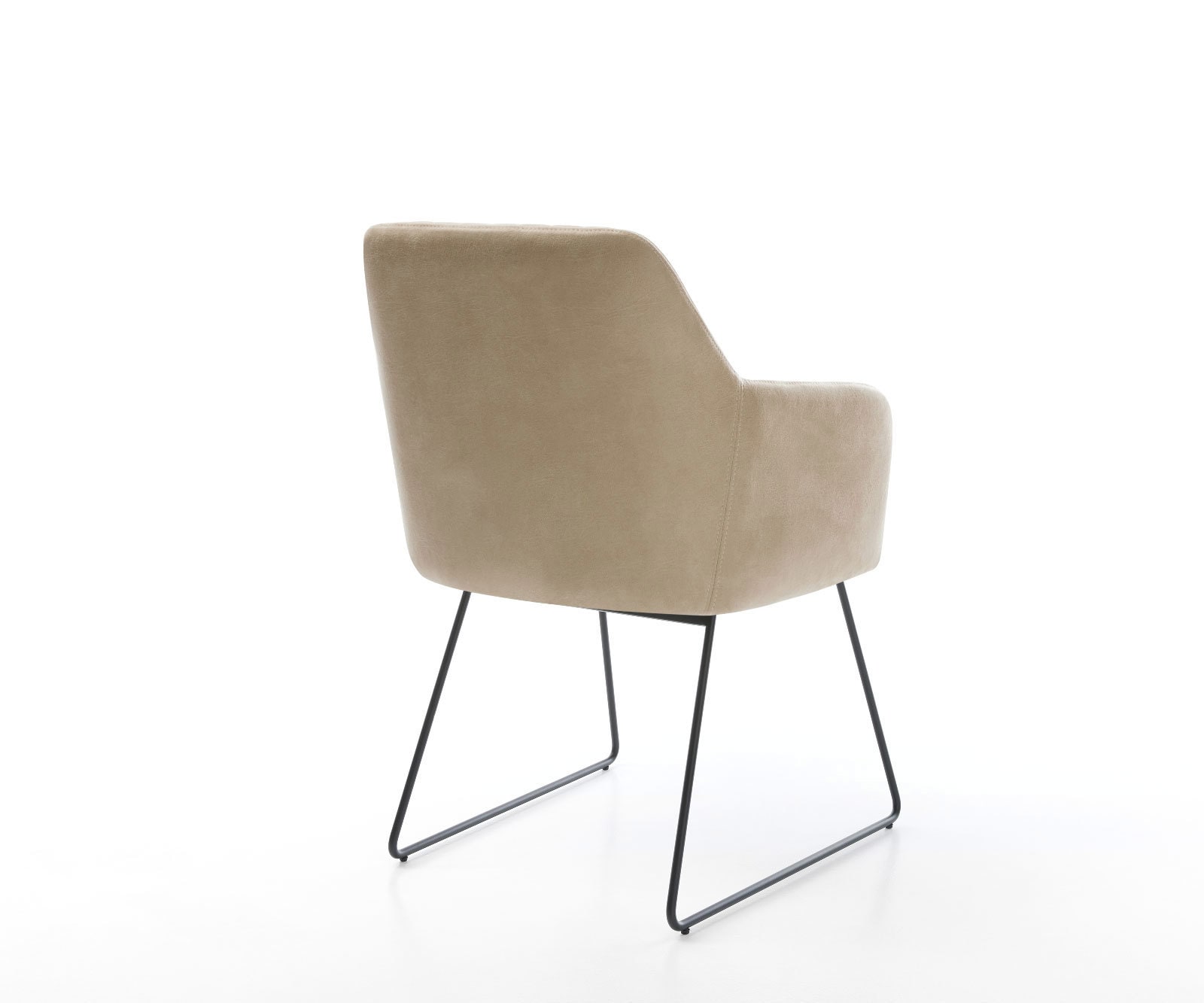 Chaise-de-salle-à-manger Greg-Flex microvelours beige vintage pied trapèze noir ressorts ensachés 4 Chaise-de-salle-à-manger Greg-Flex microvelours beige vintage pied trapèze noir ressorts ensachés 4
