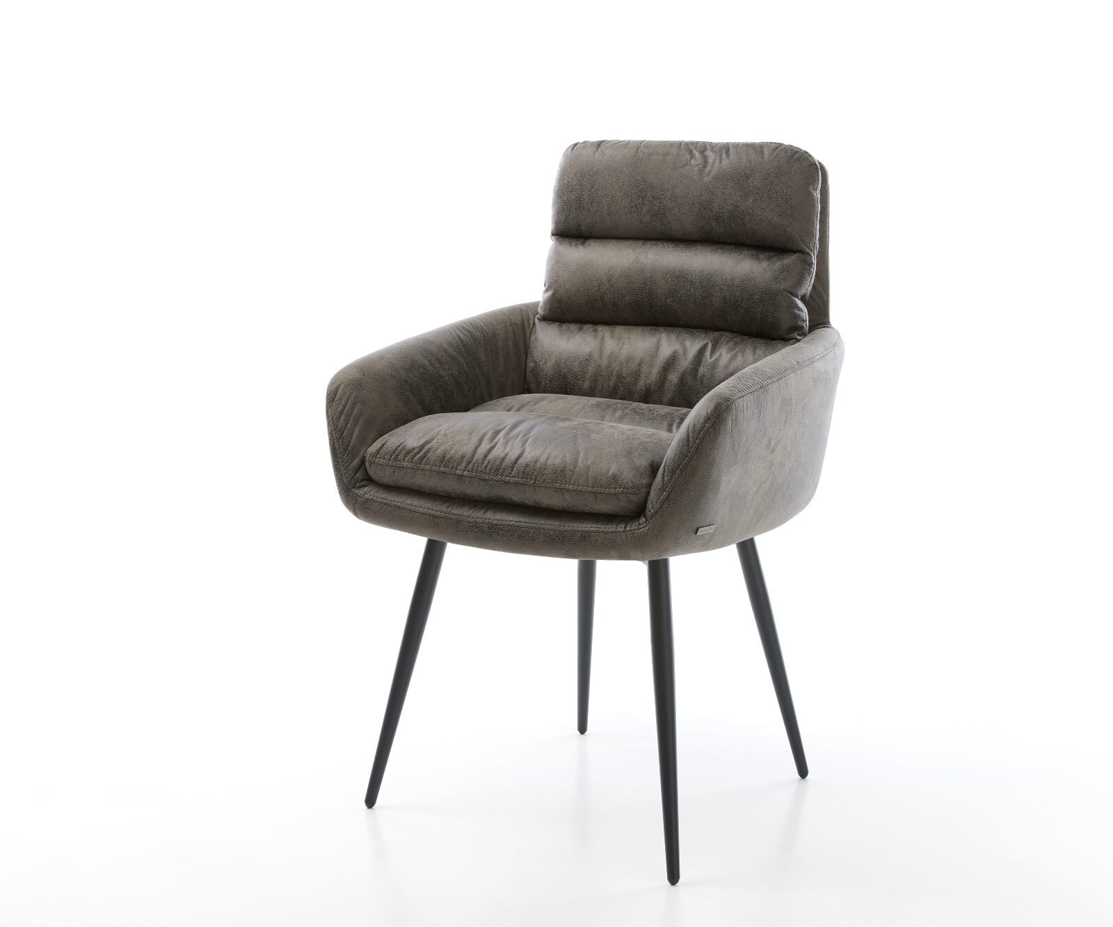 Chaise-de-salle-à-manger Abelia-Flex avec accoudoirs microvelours gris antique 4 pieds coniques noir 1