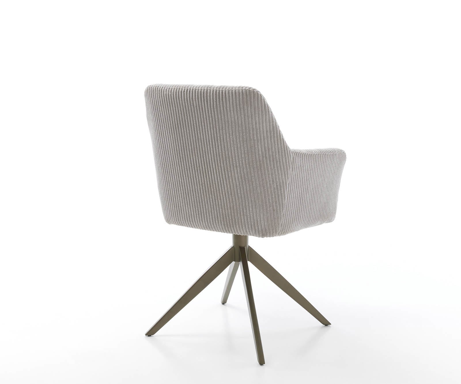 Chaise-pivotante Xana-Flex avec accoudoirs côtelé gris argenté pied croisé large aspect titane pivotement sur 360° ressorts ensachés 4 Chaise-pivotante Xana-Flex avec accoudoirs côtelé gris argenté pied croisé large aspect titane pivotement sur 360° ressorts ensachés 4