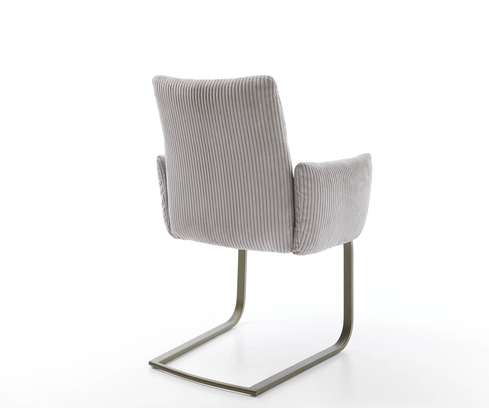 Cantilever Jova-Flex avec accoudoirs côtelé gris argenté pied cantilever plat aspect titane ressorts ensachés 4 Cantilever Jova-Flex avec accoudoirs côtelé gris argenté pied cantilever plat aspect titane ressorts ensachés 4