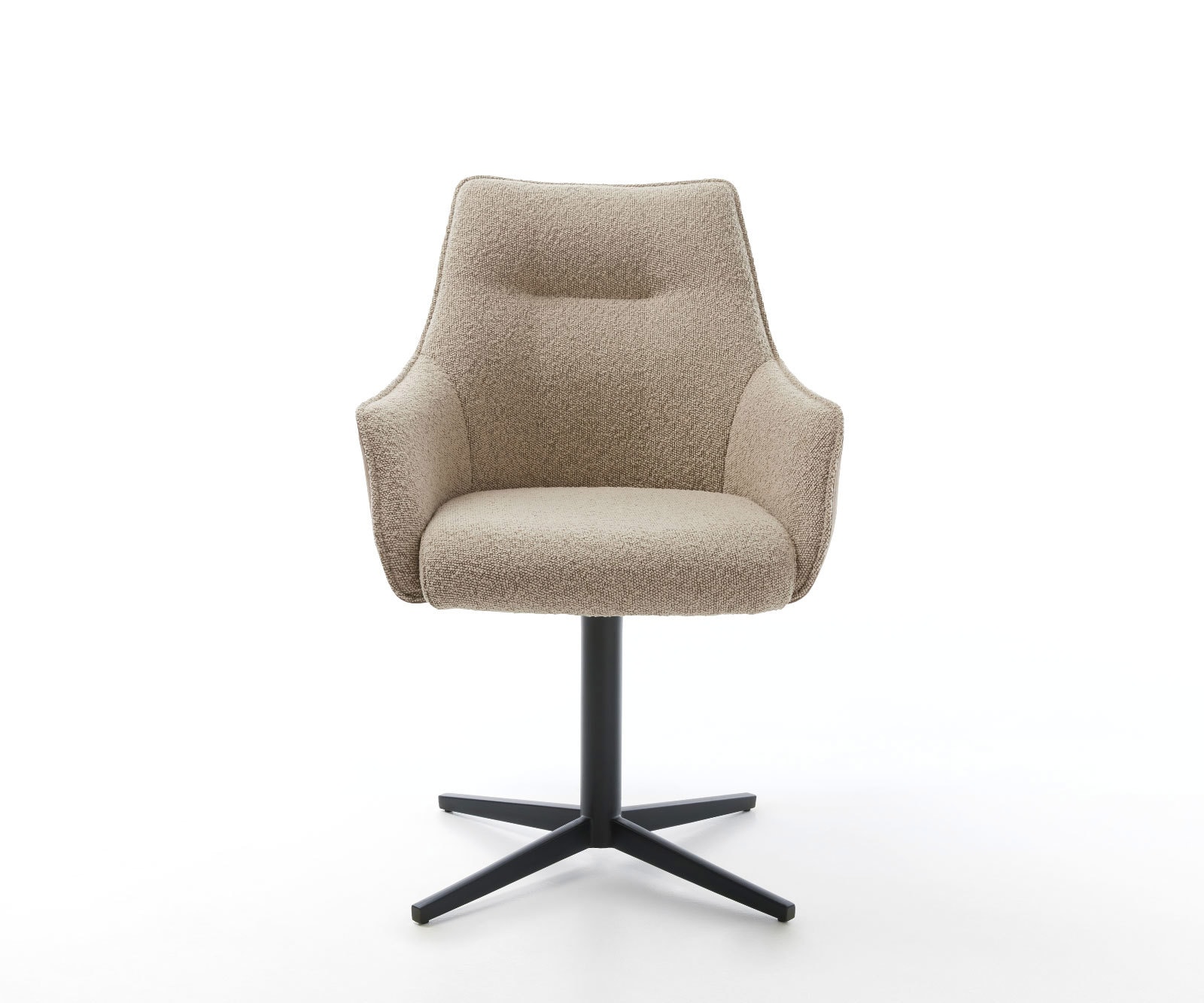 Chaise-pivotante Alja-Flex avec accoudoirs tissu mixte couleur boue pied de chaise 4 branches noir pivotement sur 360° ressorts ensachés 1 Chaise-pivotante Alja-Flex avec accoudoirs tissu mixte couleur boue pied de chaise 4 branches noir pivotement sur 360° ressorts ensachés 1