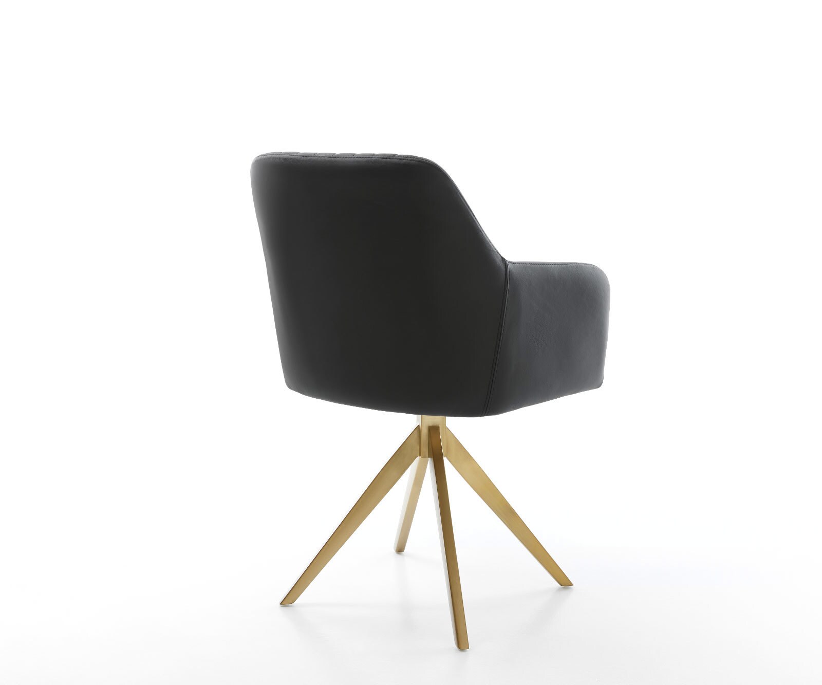 Chaise-de-salle-à-manger Greg-Flex cuir de vache noir pied croisé angulaire or ressorts ensachés 5