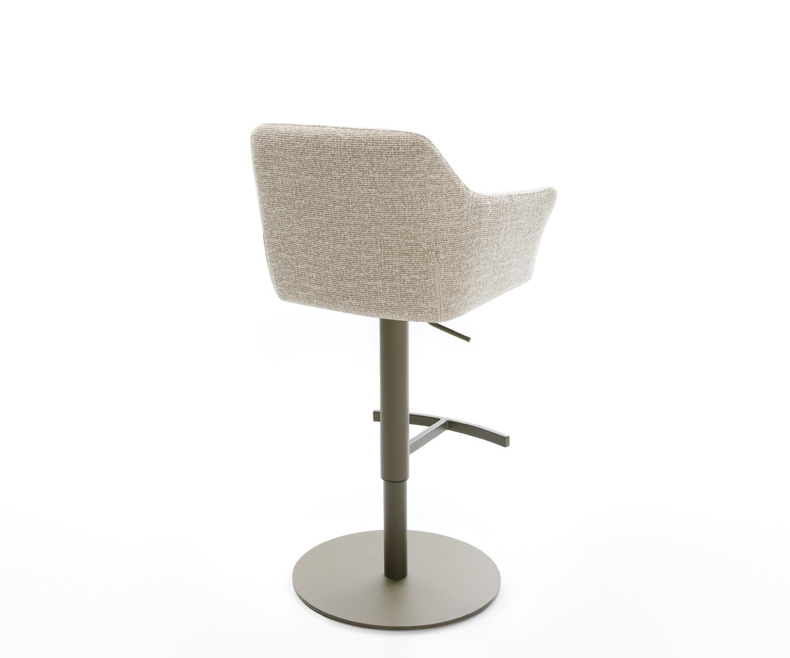 Chaise-de-bar Yulo-Flex Tissu tissé doux Beige Pied pivotant réglable en hauteur couleur titane Couleur titane 5