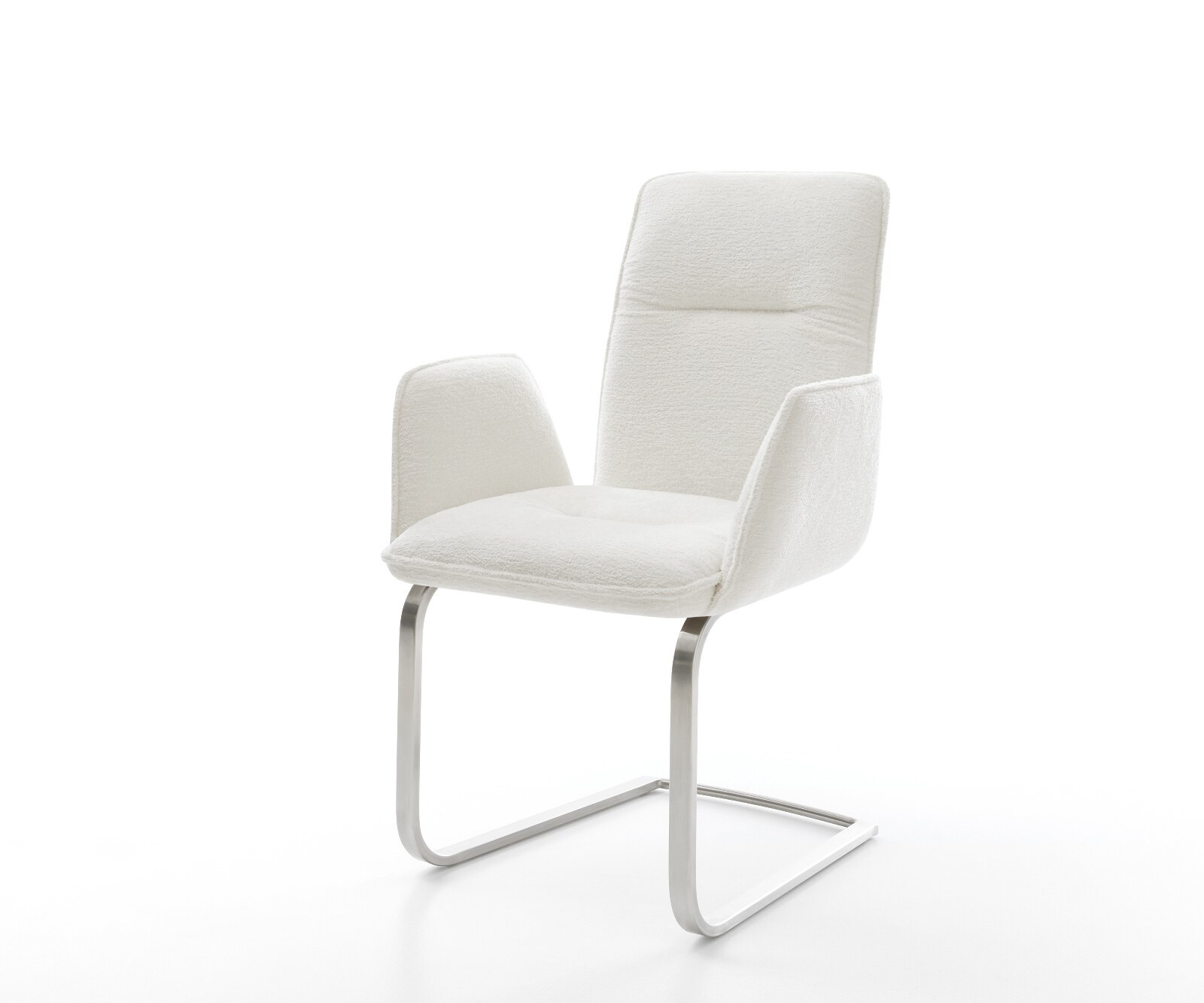 Cantilever Vinja-Flex bouclé doux beige pied cantilever plat acier inoxydable 1