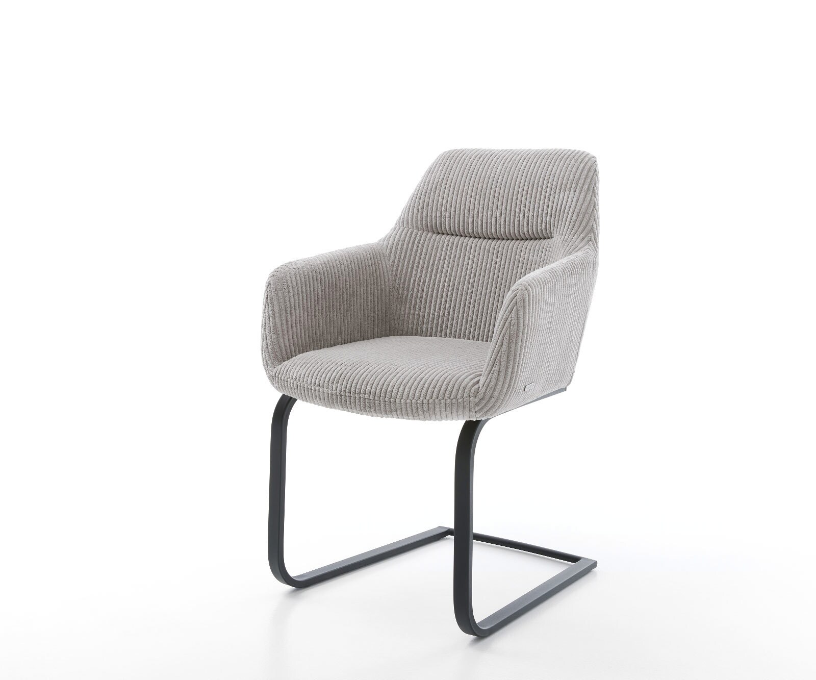 Cantilever Pejo-Flex côtelé gris argenté pied cantilever plat noir ressorts ensachés