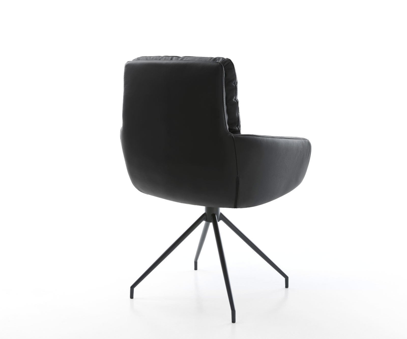 Chaise-de-salle-à-manger Abelia-Flex avec accoudoirs cuir de vache noir pied croisé conique noir 4 Chaise-de-salle-à-manger Abelia-Flex avec accoudoirs cuir de vache noir pied croisé conique noir 4