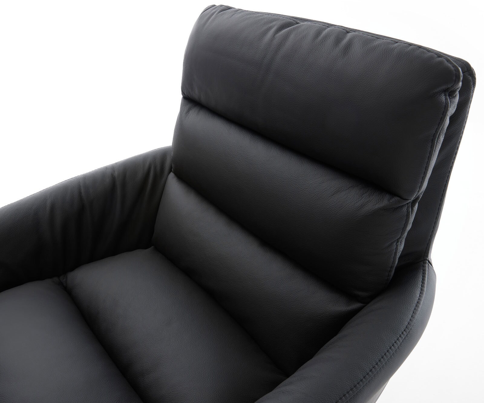 Cantilever Abelia-Flex avec accoudoirs cuir de vache noir pied cantilever rond acier inoxydable brossé 4