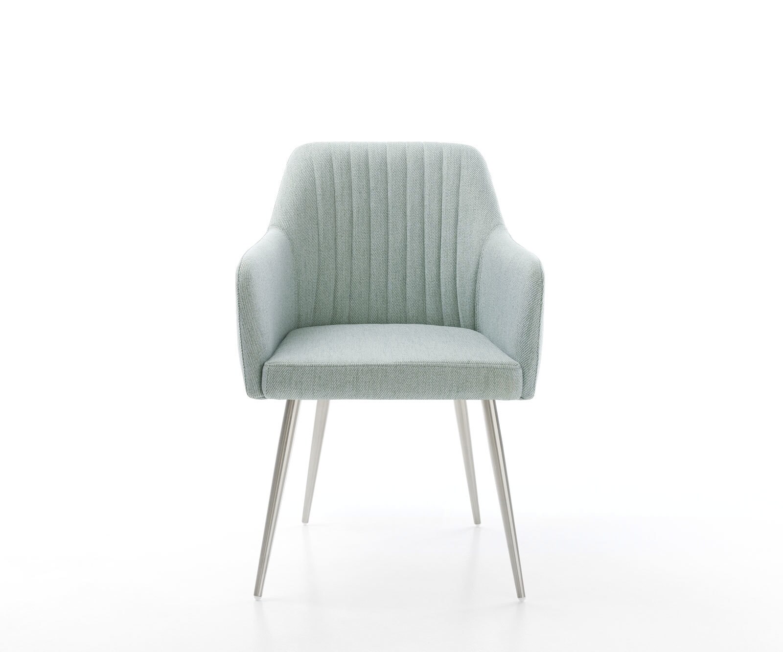 Chaise-de-salle-à-manger Greg-Flex rayures Vert menthe 4 pieds coniques acier inoxydable brossé 1