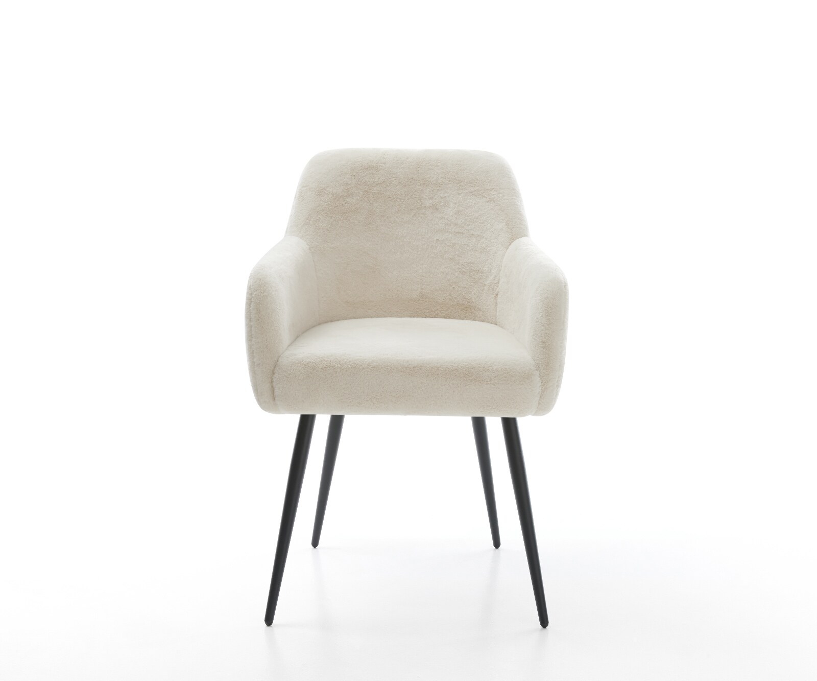 Chaise-de-salle-à-manger Greg-Flex peluche crème-blanc 4 pieds coniques noir resorts ensachés 1