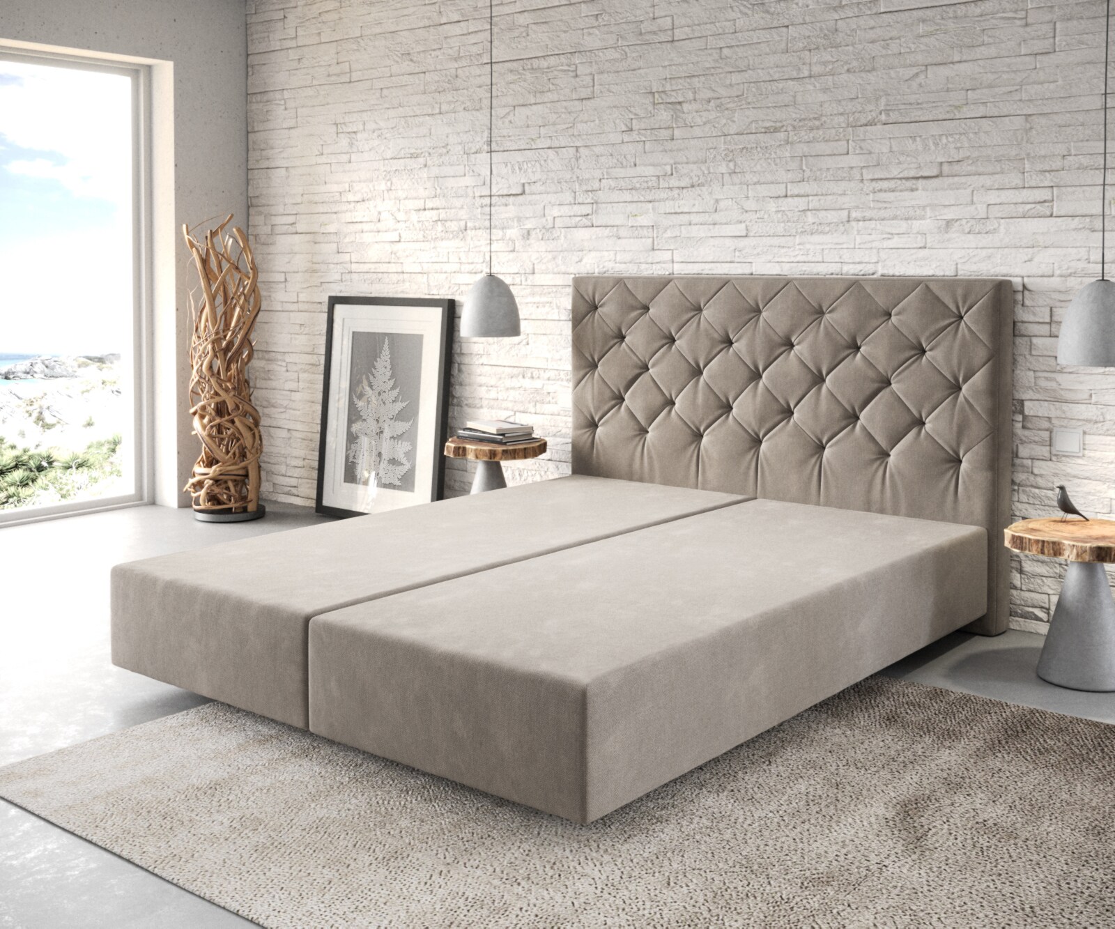 Cadre-de-sommier Dream-Great 160x200 Microfibre Beige