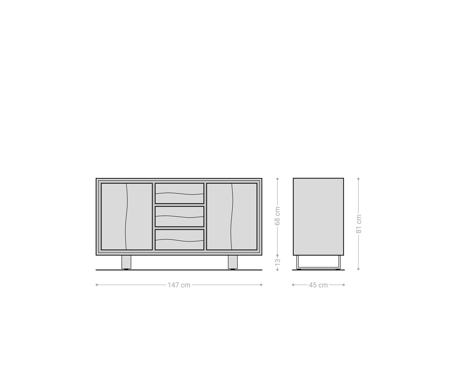 Commode Live-Edge 147 cm acacia marron 3 tiroirs 2 portes 6