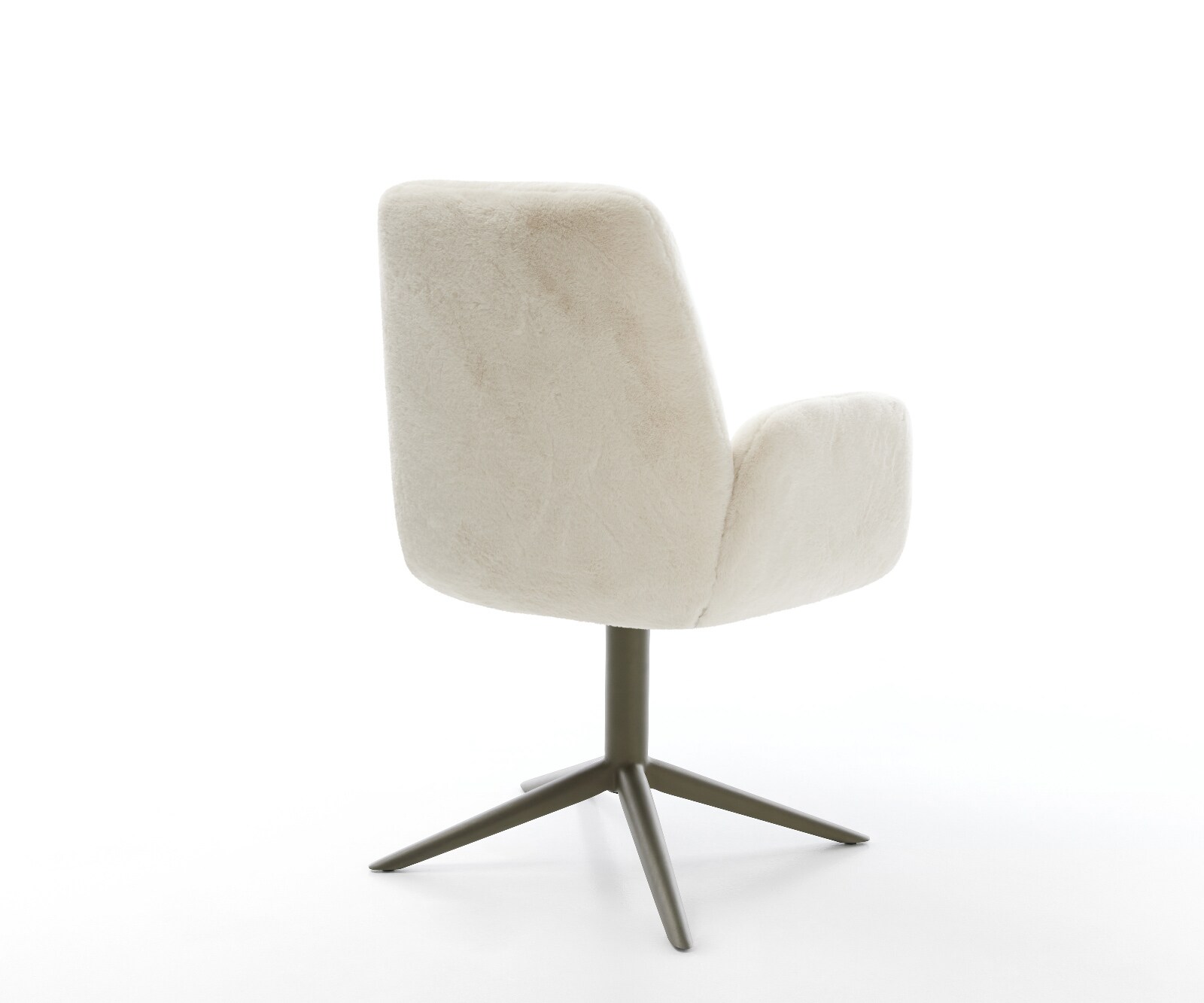 Chaise-pivotante Zoa-Flex peluche crème-blanc pied de chaise 4 branches aspect titane pivotement sur 360° fonction bascule resorts ensachés 5