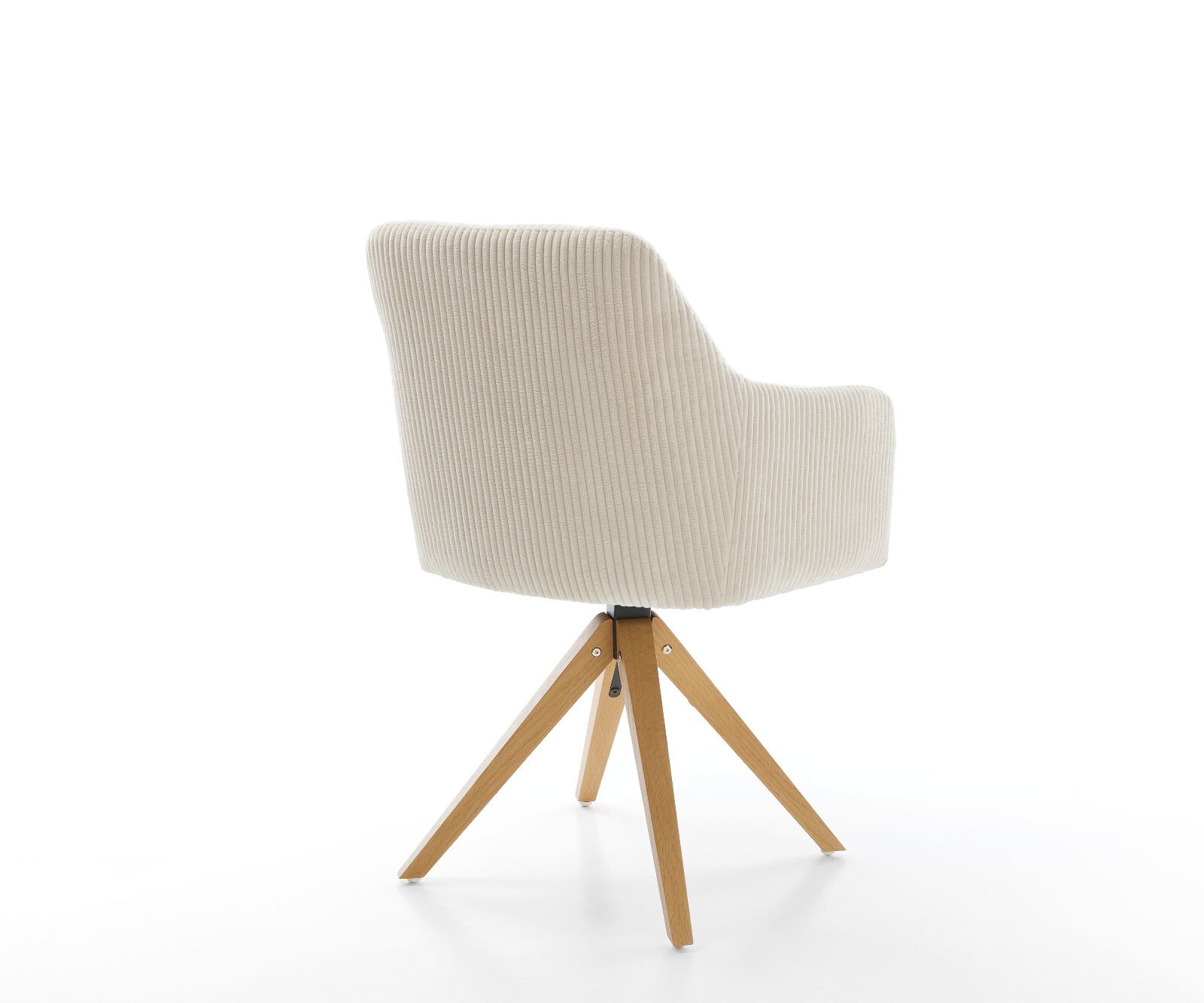 Chaise-de-salle-à-manger Greg-Flex côtelé beige vintage pied en bois angulaire naturel ressorts ensachés 4