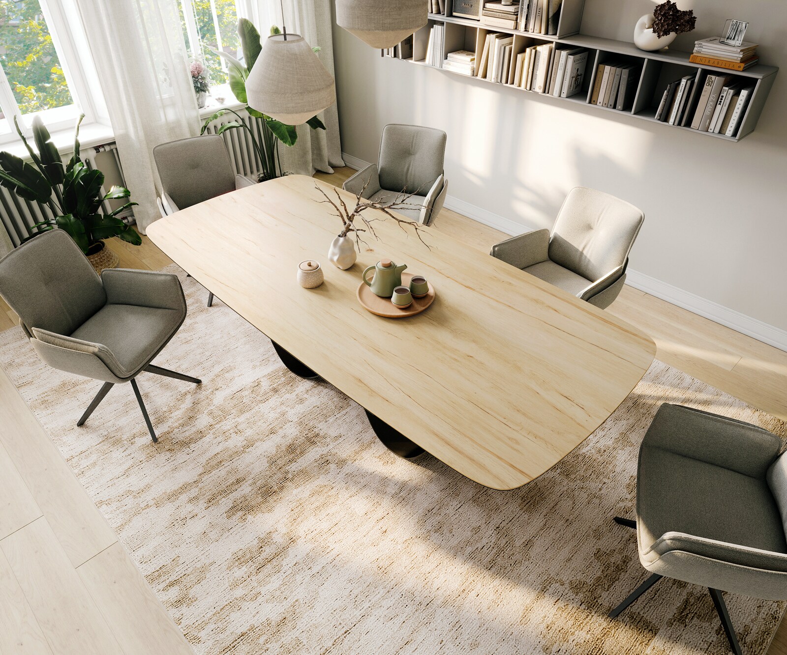 Table à manger Edge Boot 260x120 cm Céramique Laminam® Sabbia Eichefarbig Infinity Métal Noir 4